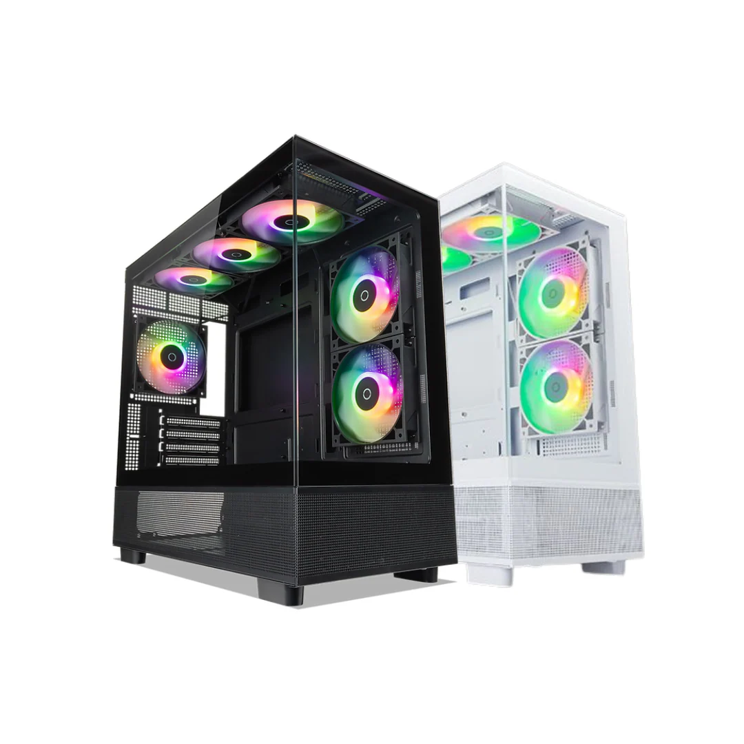 Tecware Infinity M ARGB Dual Tempered Glass mATX Case w/ 3x120mm ARGB Fans ( Black | White )