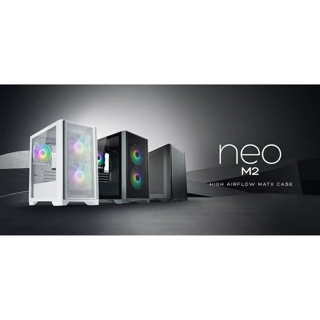 Tecware NEO M2 Steel Black Mesh mATX Case with 3X120mm Fans - Image 4