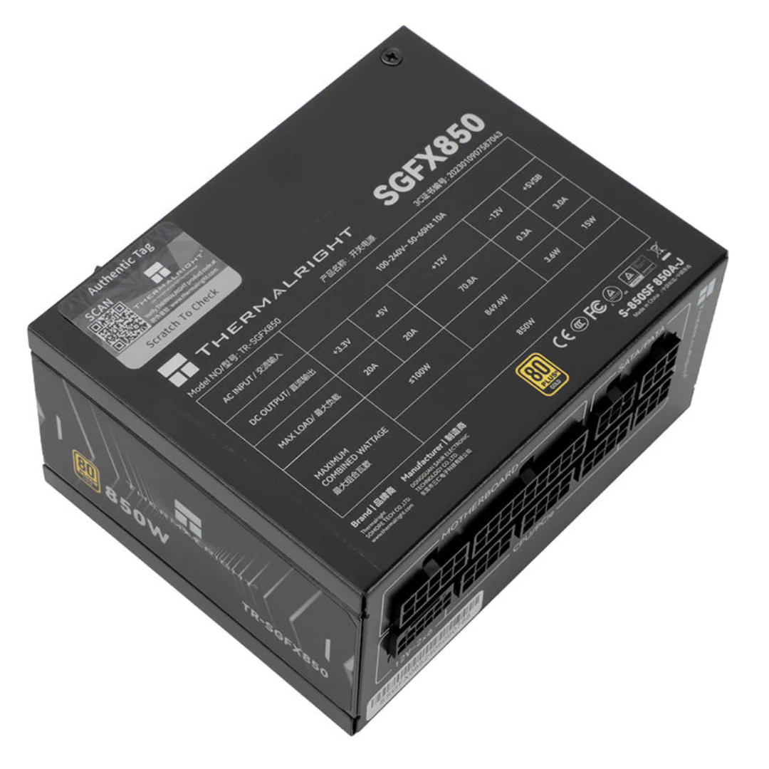 Thermalright ( TR-SGFX850 Black / TR-SGFX850-W White ) 850W 80+ Gold ATX 3.1 PCIE 5.1 Full Modular Power Supply - Image 4