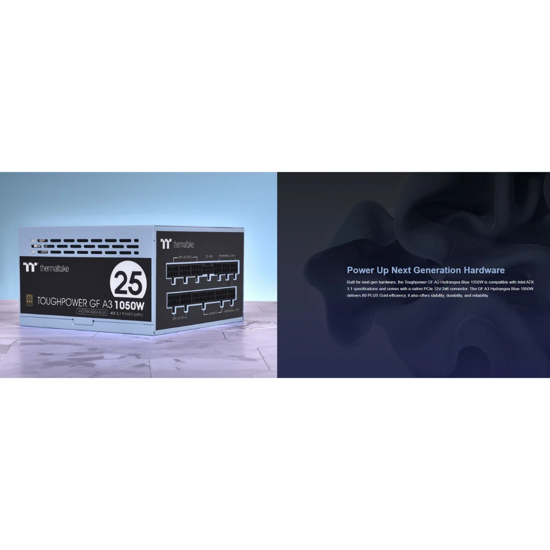 Thermaltake TOUGHPOWER GF A3 GOLD 1050W ATX3.1 Hydrangea Blue 80+ Fully Modular Power Supply PS-TPD-1050FNFAGU-B - Image 4