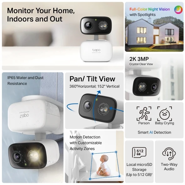 TP-Link Tapo C216 2K 3MP Indoor/Outdoor WiFi IP Security Cctv Sale Camera Connect to Cellphone with Mic and Speaker - Image 5