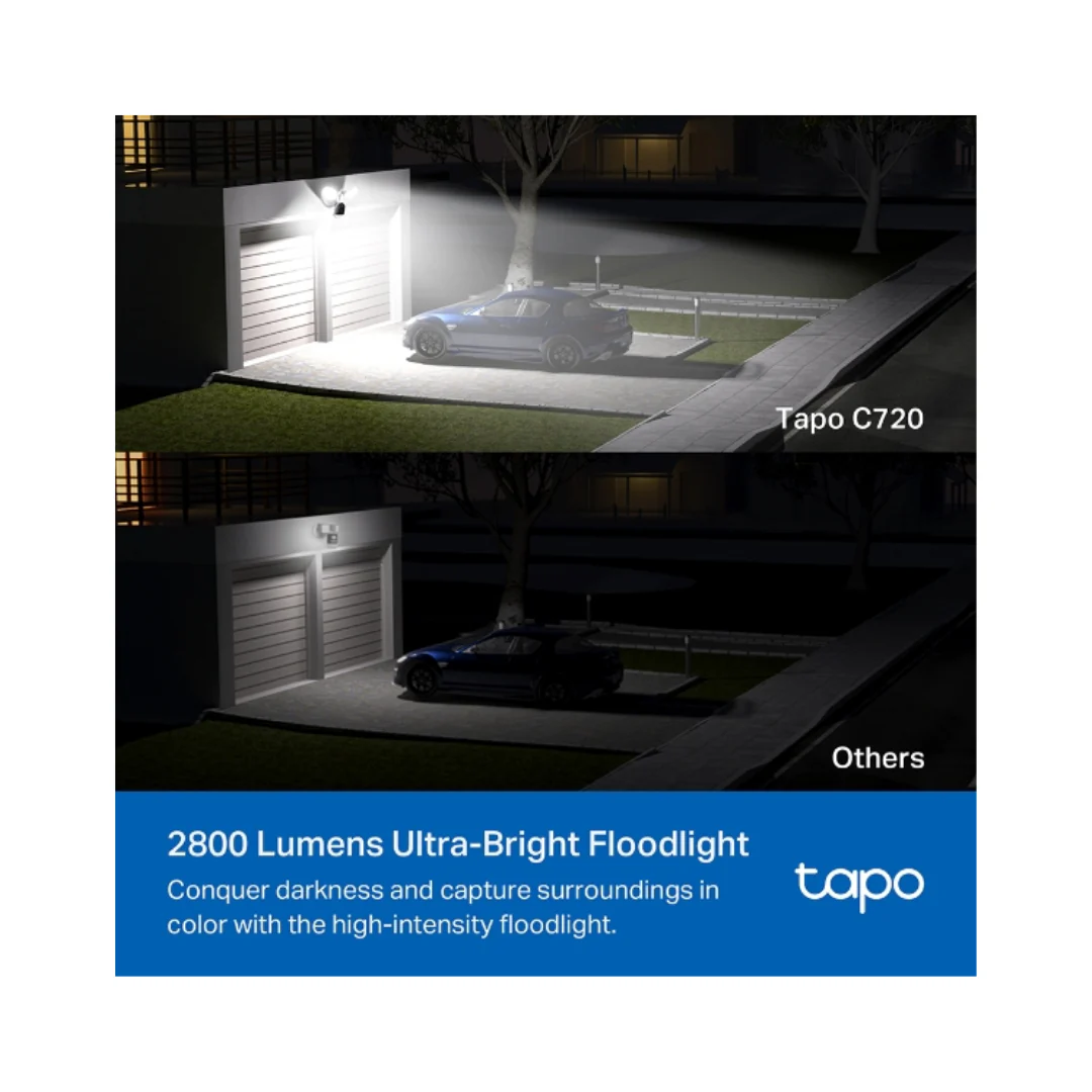 TP-Link Tapo C720 2K QHD Live View Smart Floodlight Outdoor WiFi IP Security Cctv Sale Camera Connect to Cellphone with Mic and Speaker - Image 3