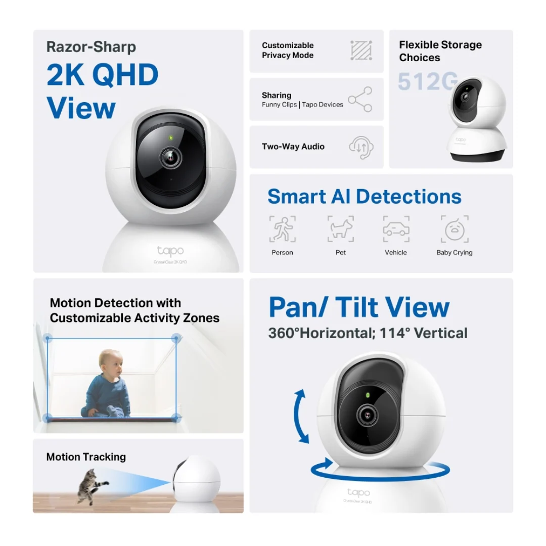 TPLink Tapo C220 2K QHD Pan/Tilt Home Security Wi-Fi Camera - Image 3