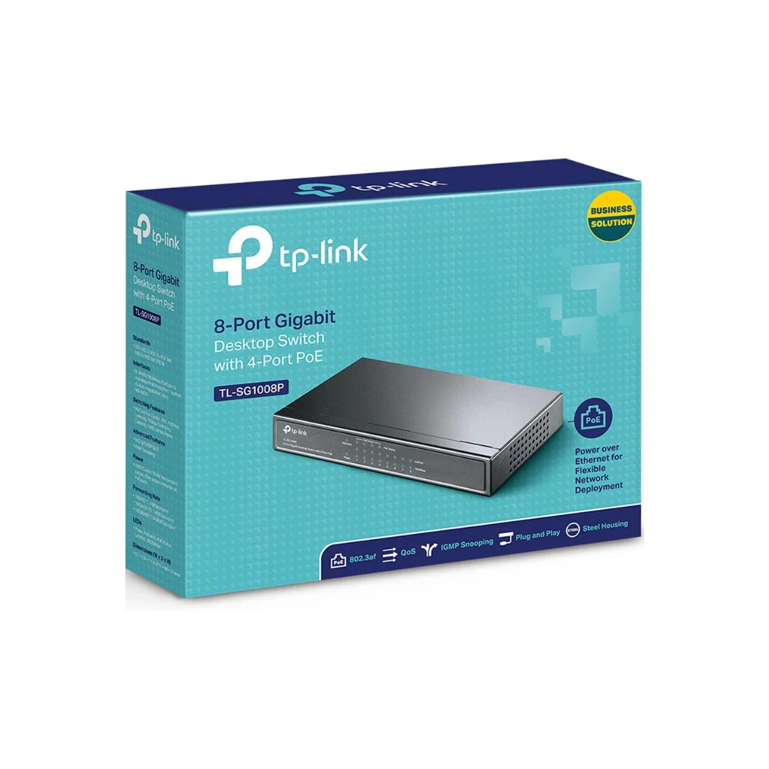 TPLink TL-SG1008P 8-Port Gigabit Desktop Switch with 4-Port PoE - Image 4