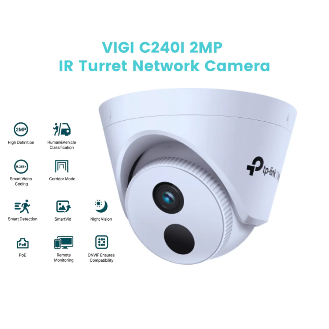 TPLink VIGI 4CH IP Camera Kit C240I NVR1104H-4P | C320I (2.8mm)* 2 | C240I (4mm)* 2 | 20m  Cat5e LAN Cable* 4 |  Surveillance Kit - Image 2