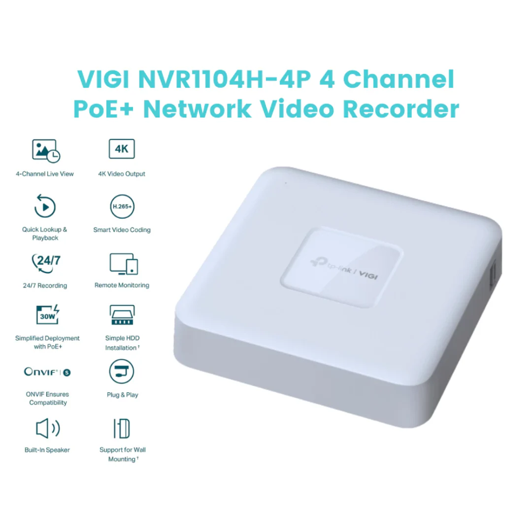 TPLink VIGI 4CH IP Camera Kit C240I NVR1104H-4P | C320I (2.8mm)* 2 | C240I (4mm)* 2 | 20m  Cat5e LAN Cable* 4 |  Surveillance Kit - Image 4