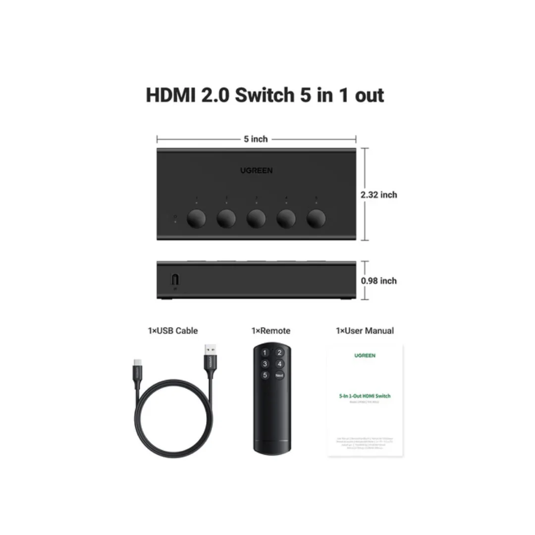 Ugreen HDMI 2.0 5-in-1 Switcher CM568/90512 - Image 3