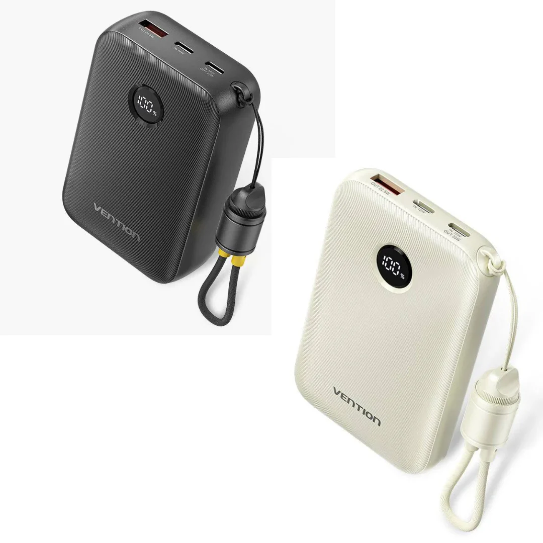 Vention 10000mAh 22.5W PowerBank USB-C+USB-C/USBC/USBA ( Black FKAB0-C-TY | Beige FKAN0-C-TY ) - Image 4