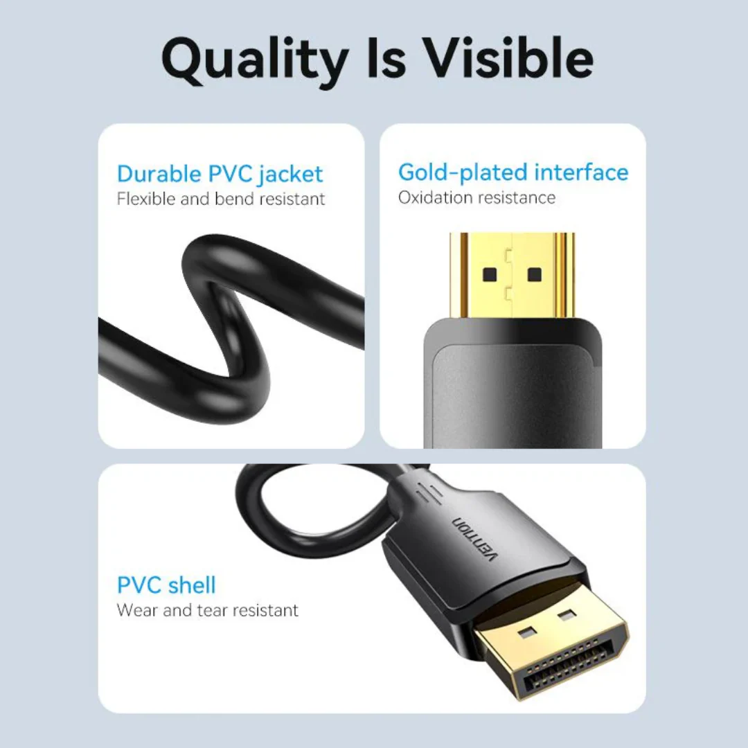Vention DP Male/HDMI Male 4K 1.8mts DP to HDMI Cable HFOBAC - Image 4