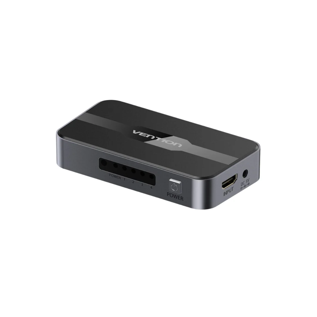 Vention HDMI 1x4 Splitter 1 In 4 Out HDMI Spliter 4K HD 3D Vision Audiovisual Sync HDMI Port Hub With Power Supply For Computer TVbox PS3 4 Laptop Projector Monitor HDMI Switch Adapter HDMI Switcher A12B0-US