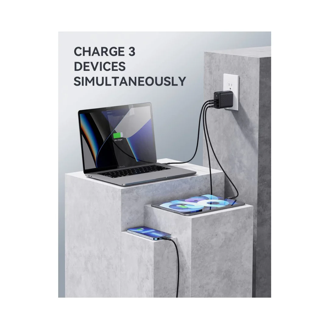 Voltme Revo 65 EVO Bundle | 65W GaN USB-C + USB-A Fast Charger | Triple Port Compact Adapter – US Plug | High-Speed Charging for Phone, Tablet, Laptop V2069 - Image 3