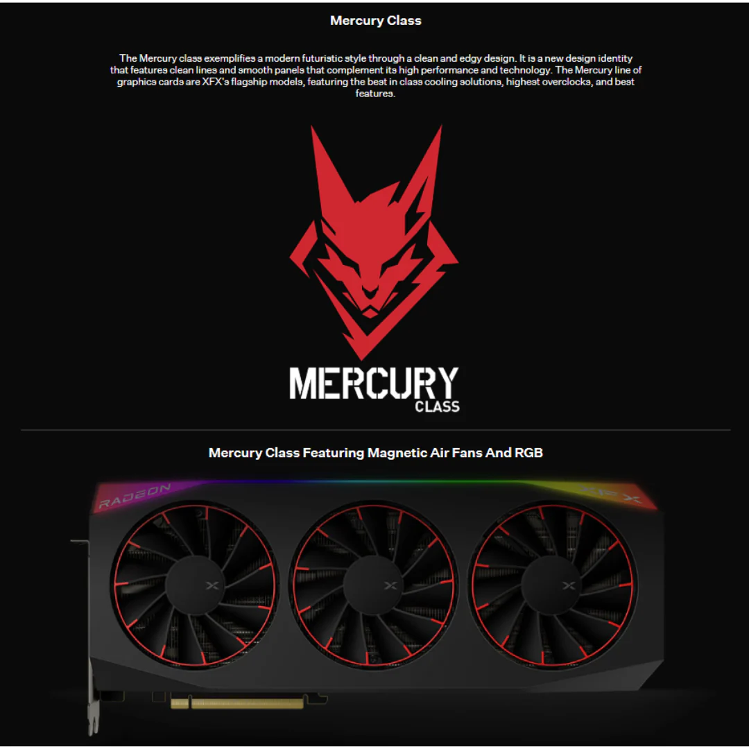 XFX Mercury RX 9070 XT Pro Gaming OC RGB 16GB GDDR6 Graphics Card RX-97TRGBBB9 - Image 4