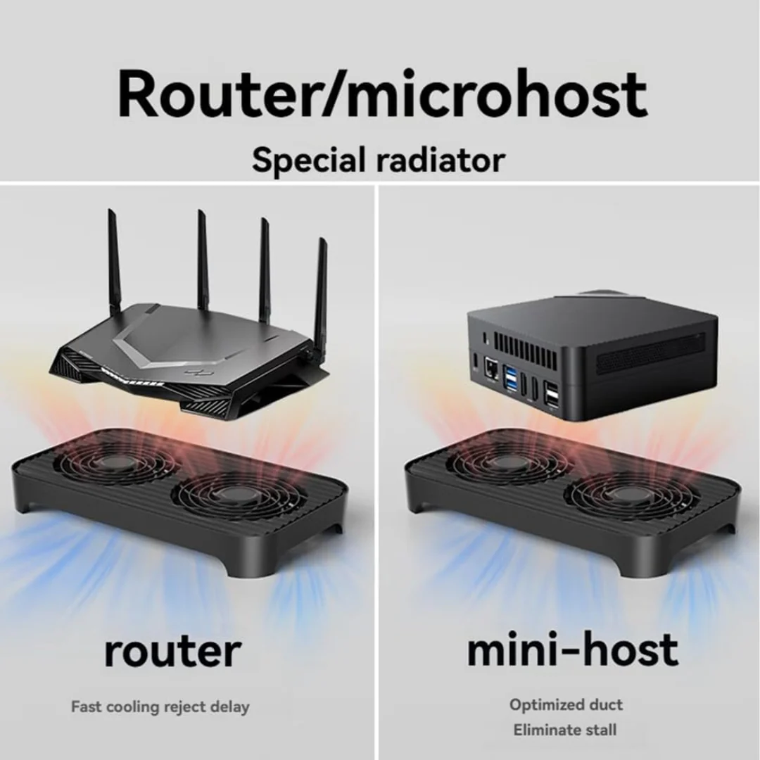 Z-X4 Router Cooler Quiet High Speed Cooling Pad 2X140mm Fan - Image 3